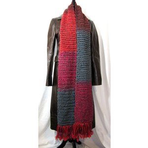 Chunky Multicolor Scarf 106x8 Extra and Long Wide Handmade Crochet Knit NWT